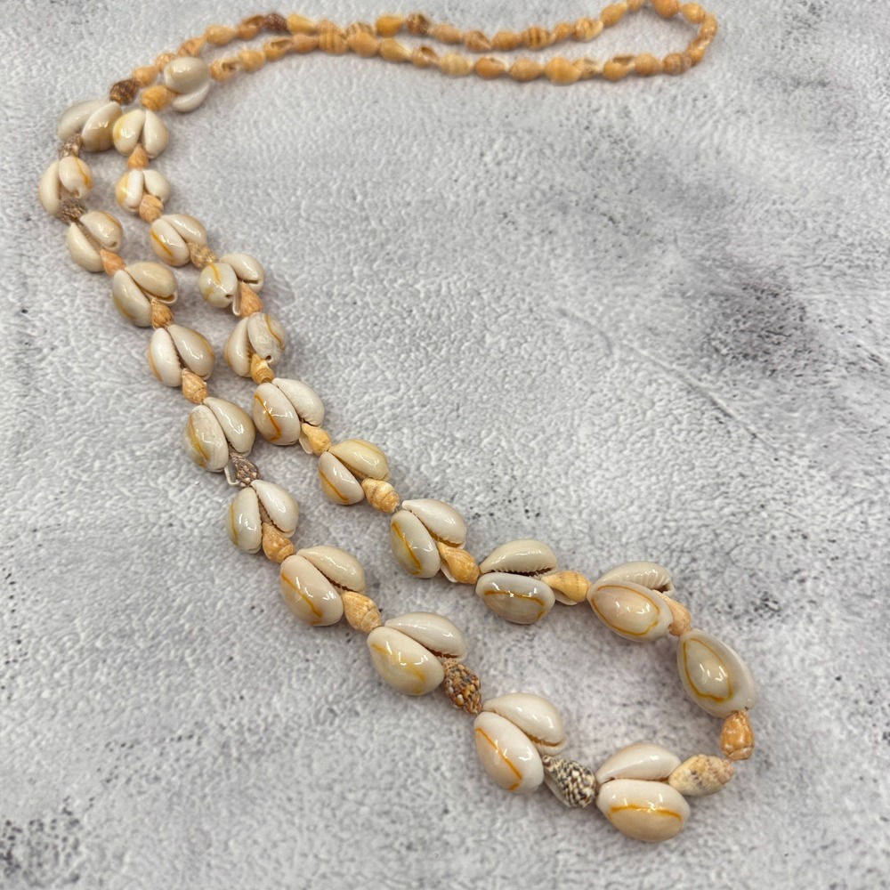 Cowrie Shell Long Necklace Natural Seashell Boho Beach Statement Layering Gift